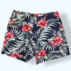 TEA & CUP Hawaiian Floral Linen Shorts, S